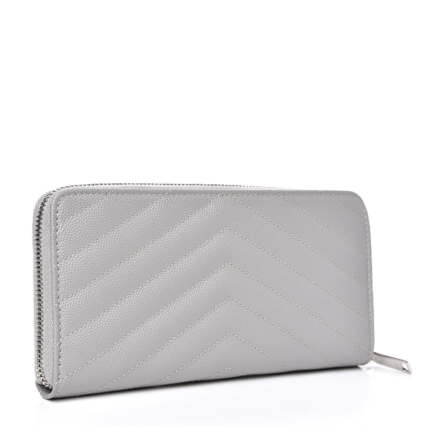 Grain De Poudre Matelasse Chevron Monogram Zip Around Wallet Granite