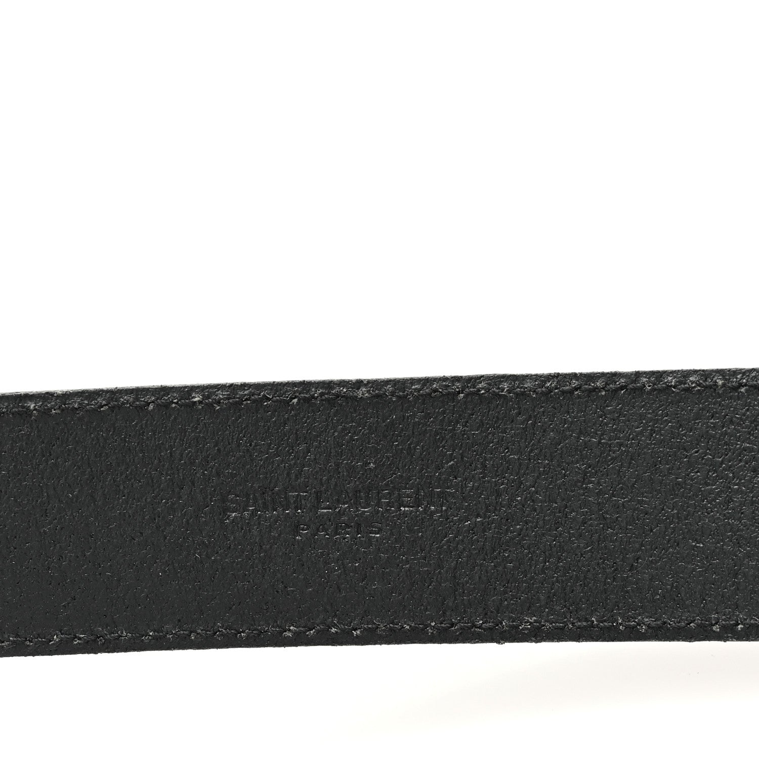 Saint Laurent Vegetable Browny Craquele Monogram Square Buckle Belt 85 34 Black 3 of 6