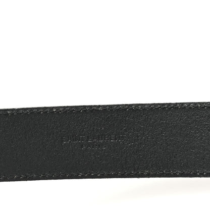 Saint Laurent Vegetable Browny Craquele Monogram Square Buckle Belt 85 34 Black 3 of 6