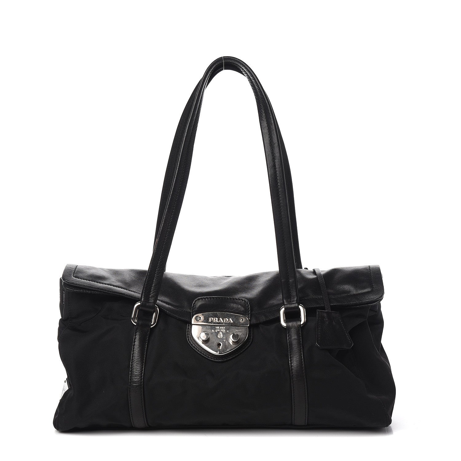 Prada Soft Calfskin Tessuto Nylon Shoulder Bag Black 1 of 13