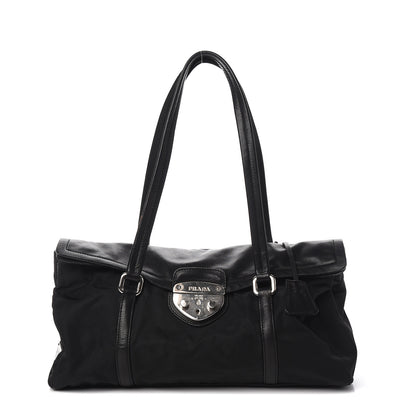 Prada Soft Calfskin Tessuto Nylon Shoulder Bag Black 1 of 13