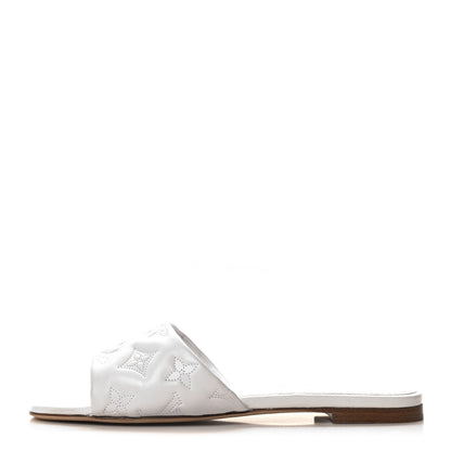 Louis Vuitton Lambskin Embossed Monogram Revival Flat Mules 37 White 1 of 8