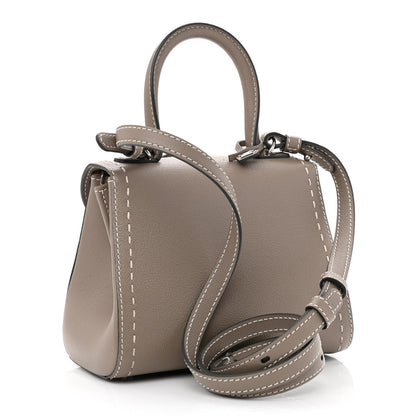Delvaux Grained Rodeo Calfskin Surpique Mini Brillant Satchel Tourterelle Ivory 4 of 14