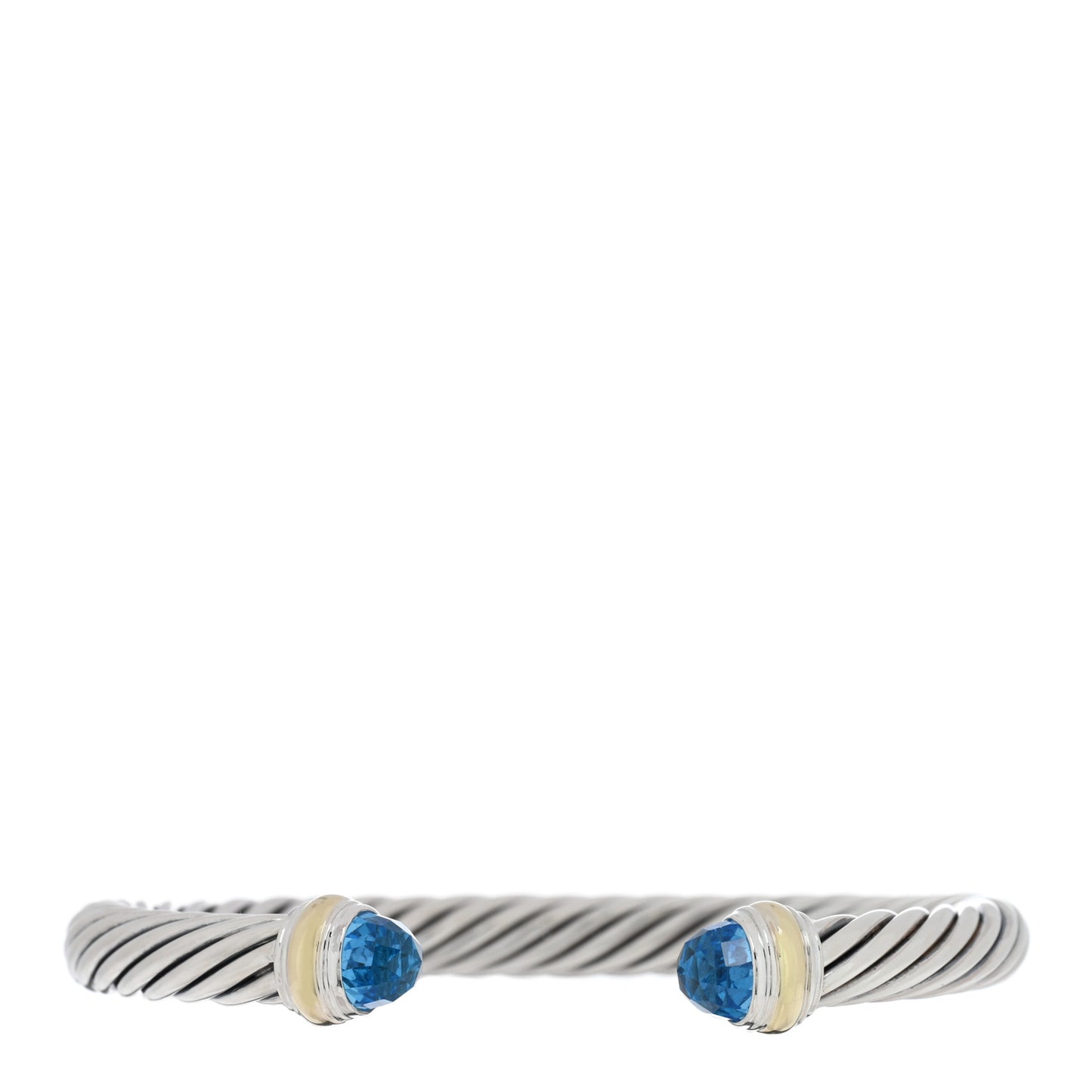 Sterling Silver 14K Yellow Gold Blue Topaz 7mm Cable Classics Bracelet