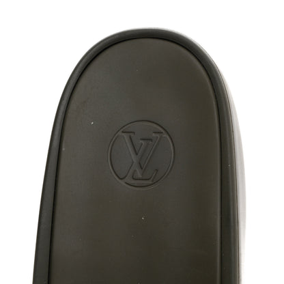 Louis Vuitton Matte Rubber Monogram Embossed Sunbath Slide Sandals 39 Khaki 6 of 13