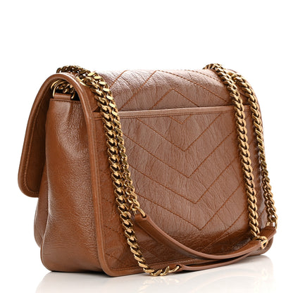 Saint Laurent Crinkled Calfskin Matelasse Monogram Medium Niki Chain Satchel Caramel 3 of 13