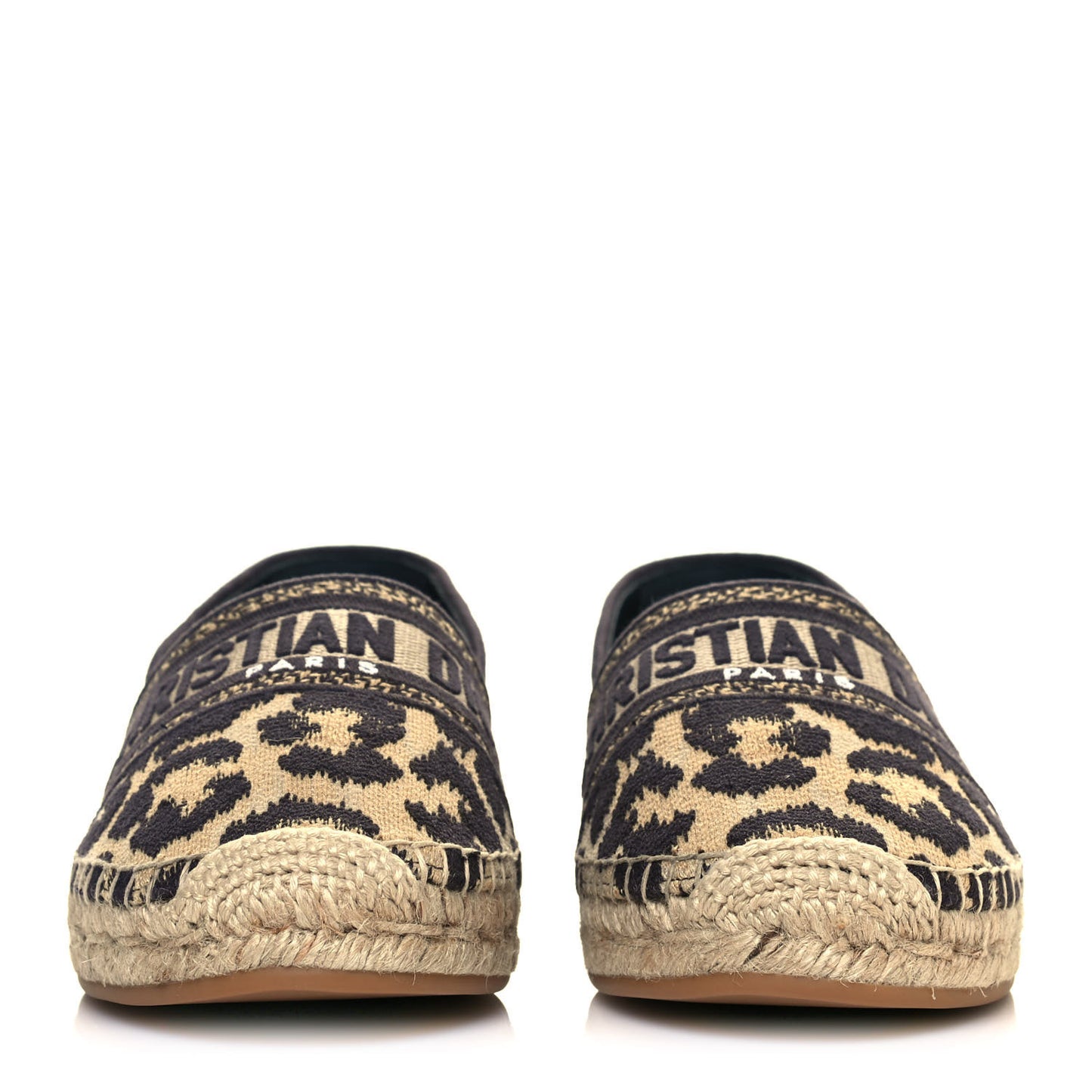 Cotton Embroidered Leopard Print Granville Espadrille 39.5 Natural