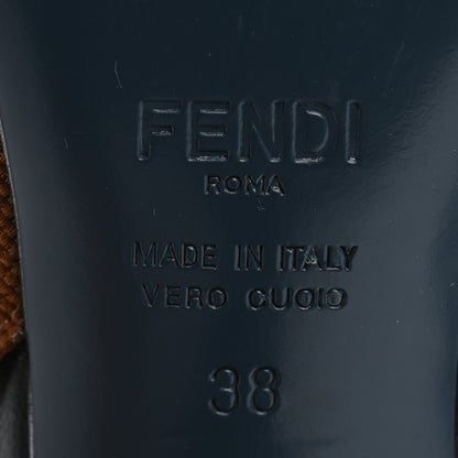 Fendi Technical Mesh Colibri 85mm Slingback Pumps 38 Black Verde Military 8 of 13
