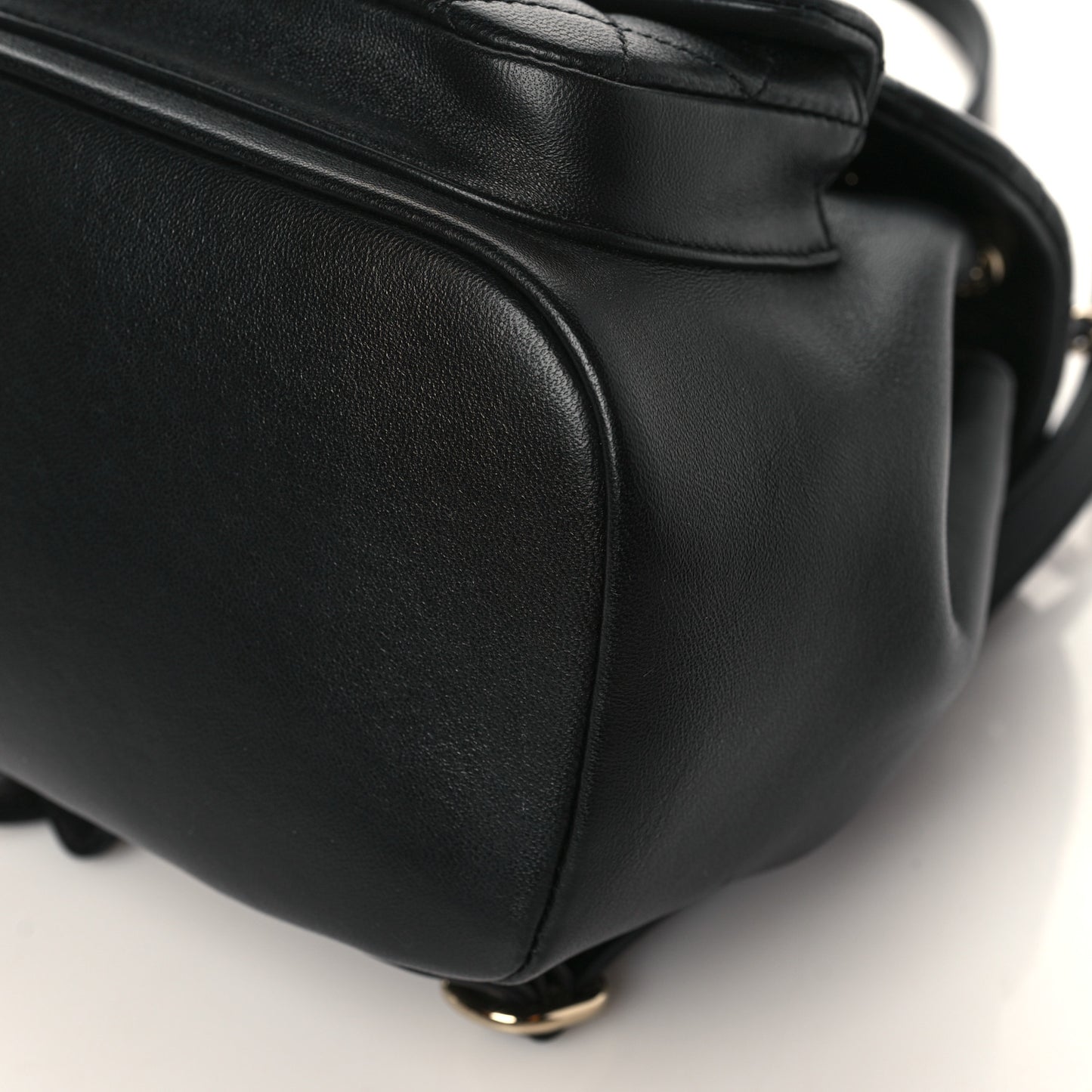 Lambskin Quilted Small Duma Drawstring Backpack Black