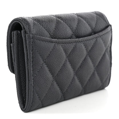 Chanel Caviar Quilted Flap Card Holder Wallet Dark Grey 3 of 8