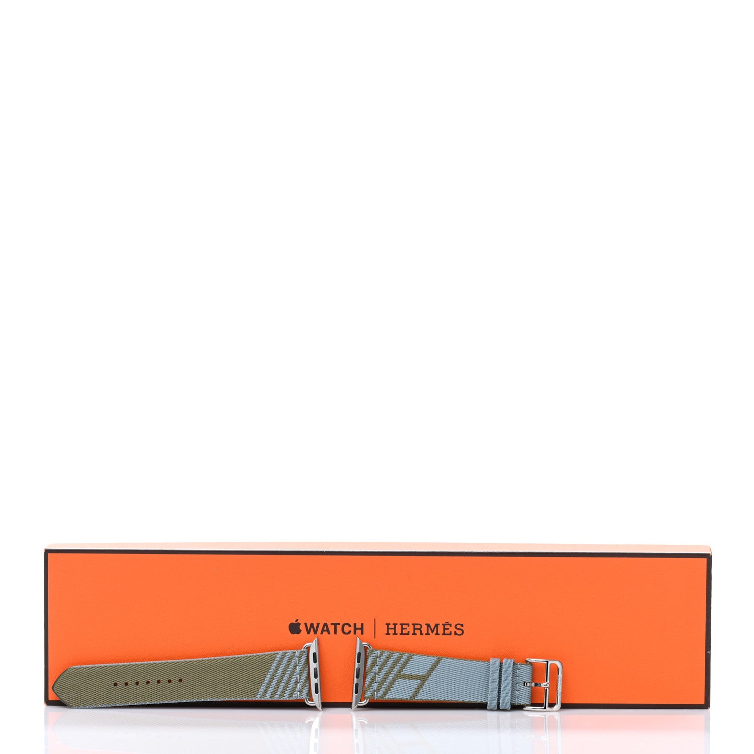 Hermes Nylon Weave Apple Watch Single Tour Band 40mm Bleu Lin Vert Veronese 5 of 5