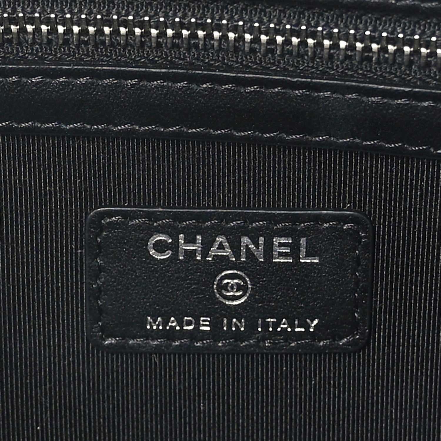 Chanel Coated Canvas Calfskin Camellia Printed Pouch Black Beige 6 of 7