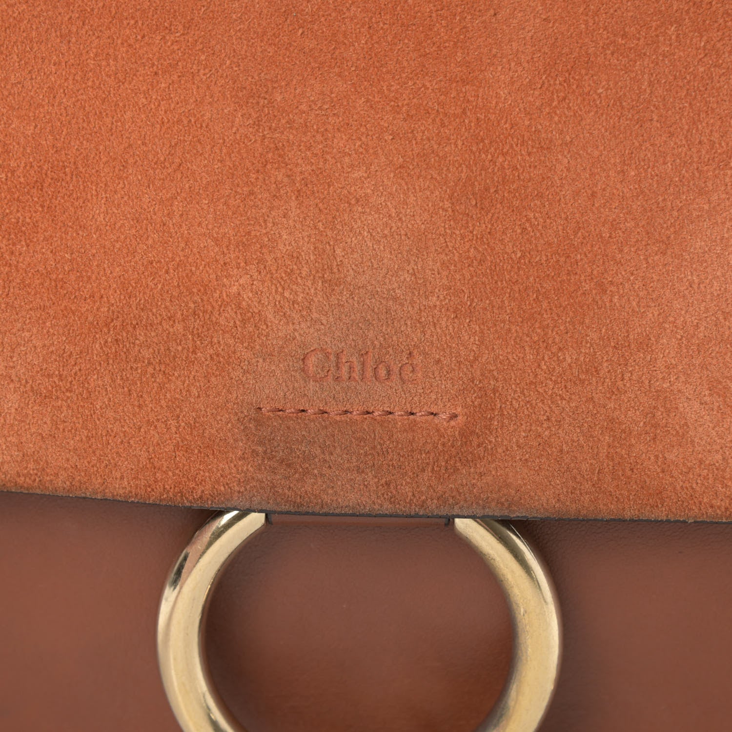 Chloe Suede Calfskin Medium Faye Shoulder Bag Tobacco 17 of 20