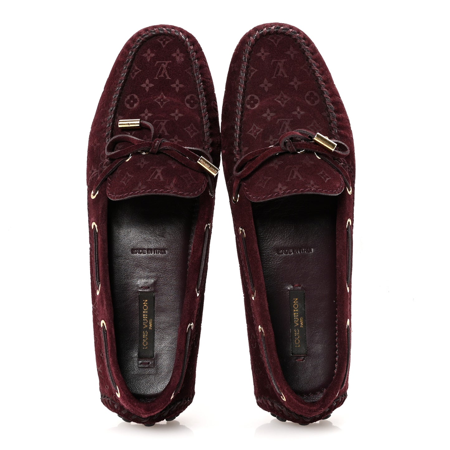 Suede Monogram Gloria Loafers 37.5 Prune