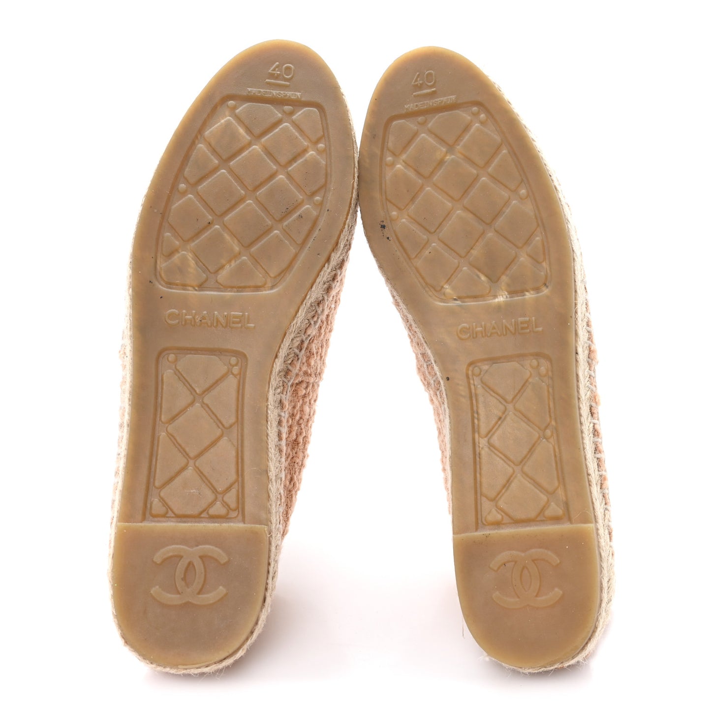 Tweed Lambskin CC Espadrilles 40 Dark Beige Light Brown