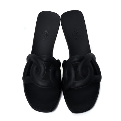 Hermes Rubber Aloha Sandals 38 Black 5 of 9
