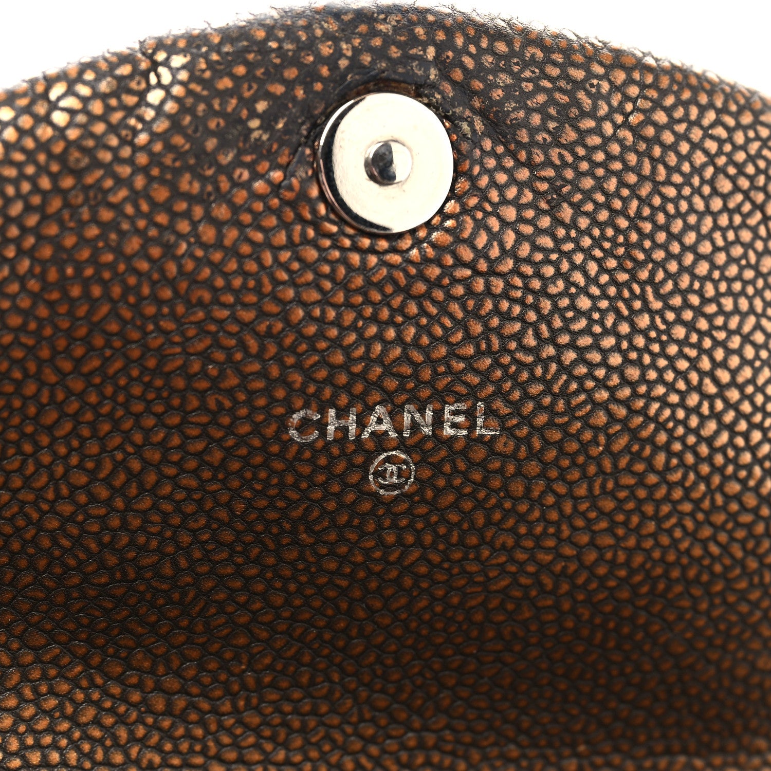 Chanel Metallic Caviar Half Moon Wallet On Chain WOC Bronze 6 of 15