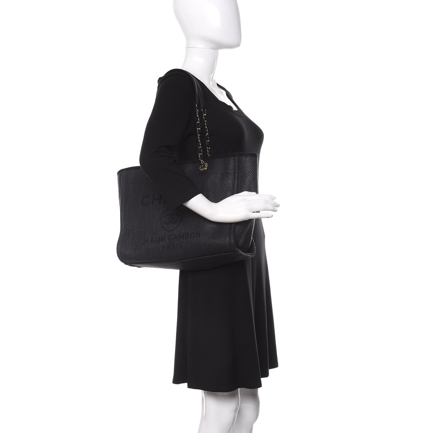 Chanel Mixed Fibers Calfskin Small Deauville Tote Black 2 of 11