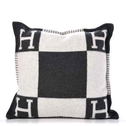 Hermes Wool Cashmere Avalon Pillow PM Ecru Gris Fonce 1 of 7