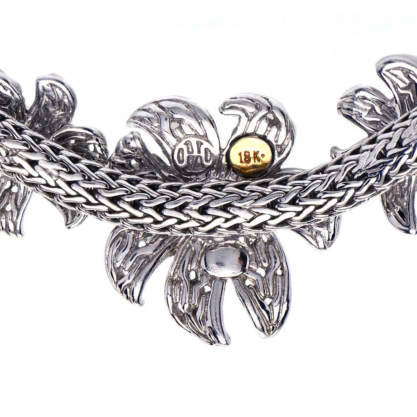 Sterling Silver 18K White Gold Diamond Ayu Frangipani Flower Bracelet