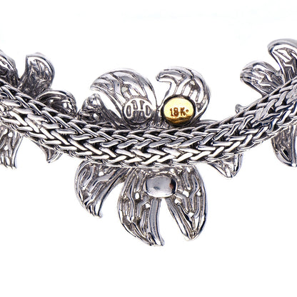 John Hardy Sterling Silver 18K White Gold Diamond Ayu Frangipani Flower Bracelet 5 of 5