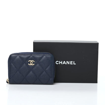Chanel Caviar Quilted Zip Card Holder Navy 8 of 8