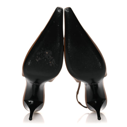 Saint Laurent Nappa Babylone Breteuil Slingback Pumps 39 Macadamia 7 of 15