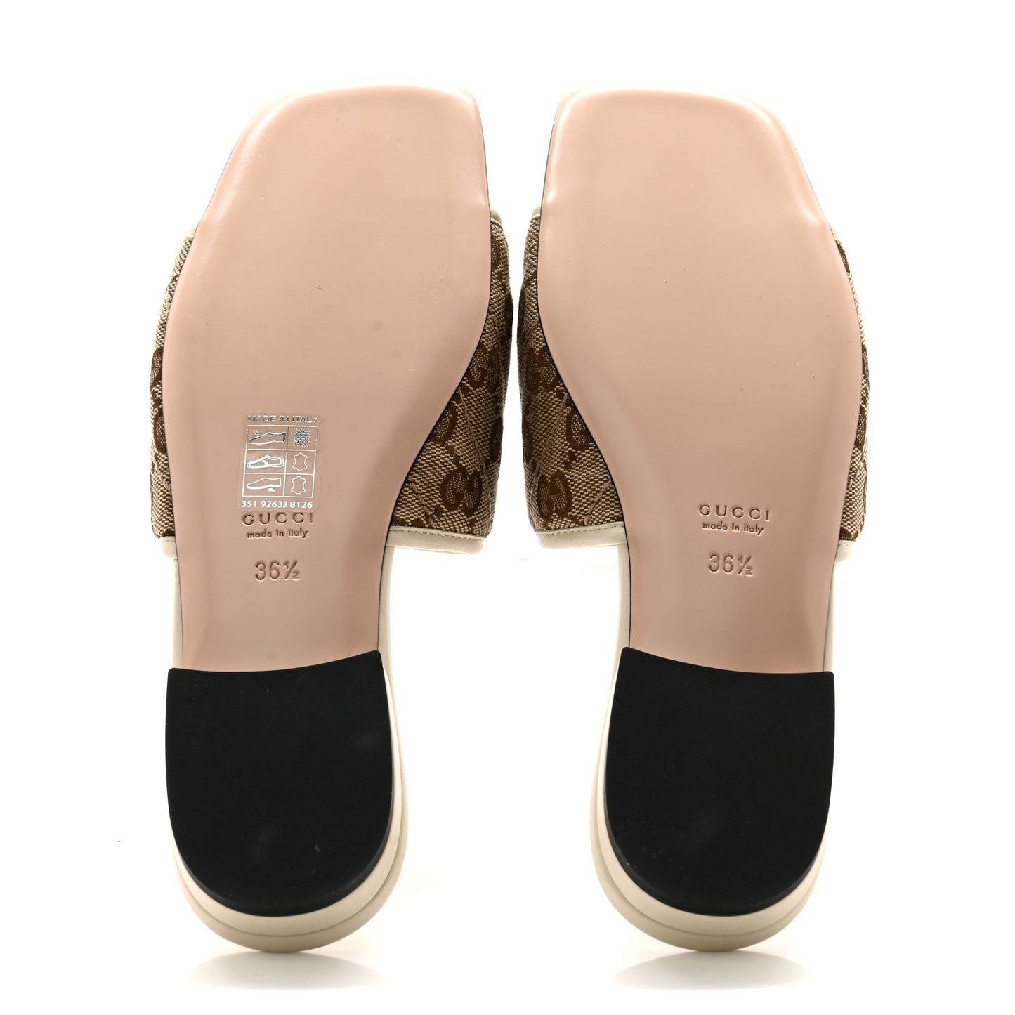 Monogram Matelasse Diagonal GG Marmont Flat Slide Sandals 36.5 Beige Ebony Mystic White