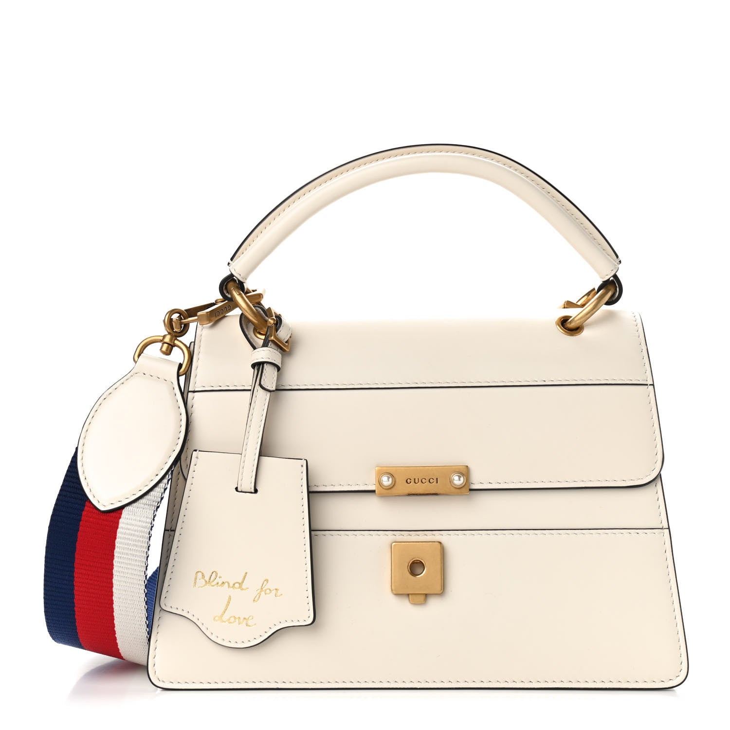 Gucci Calfskin Sylvie Web Small Queen Margaret Top Handle Bag White 1 of 10