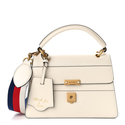 Gucci Calfskin Sylvie Web Small Queen Margaret Top Handle Bag White 1 of 10