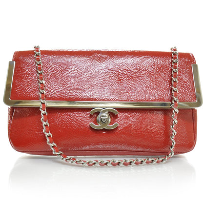 Chanel Patent Frame Flap Bag Red 1 of 9