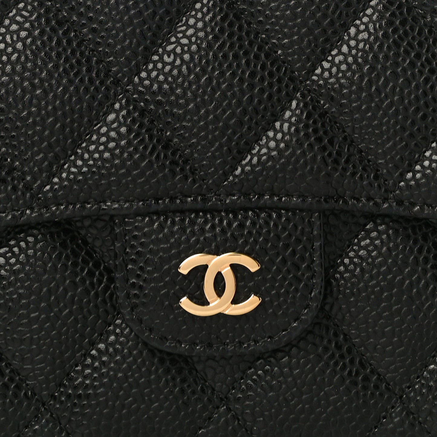 Caviar Quilted Large Flap Wallet Black