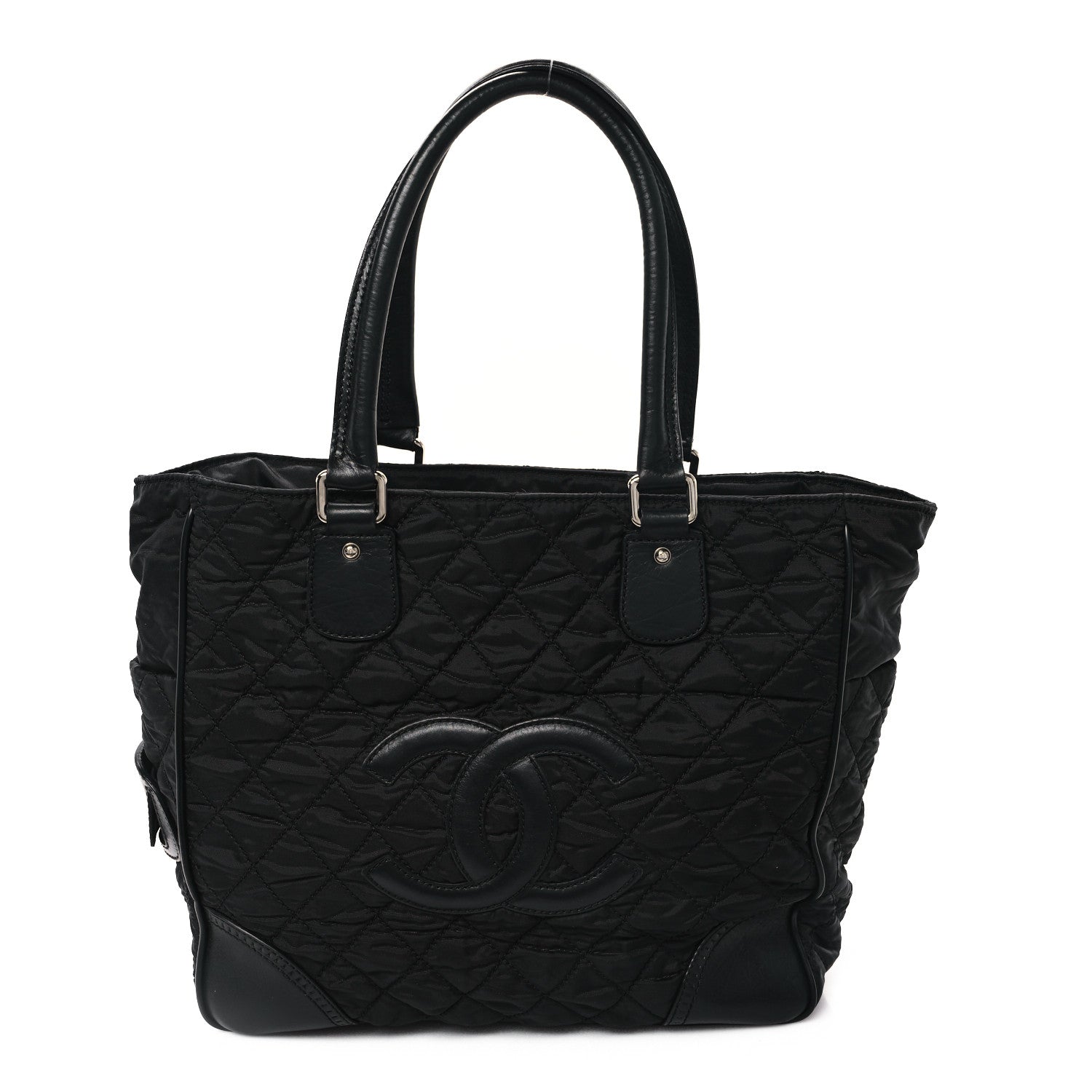Chanel Nylon Calfskin Quilted CC Paris New York Tote Bag Black 1 of 12