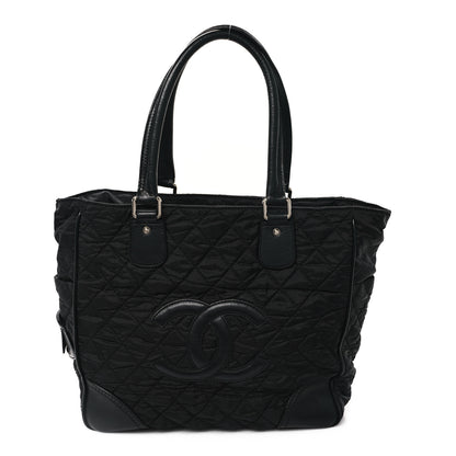 Chanel Nylon Calfskin Quilted CC Paris New York Tote Bag Black 1 of 12