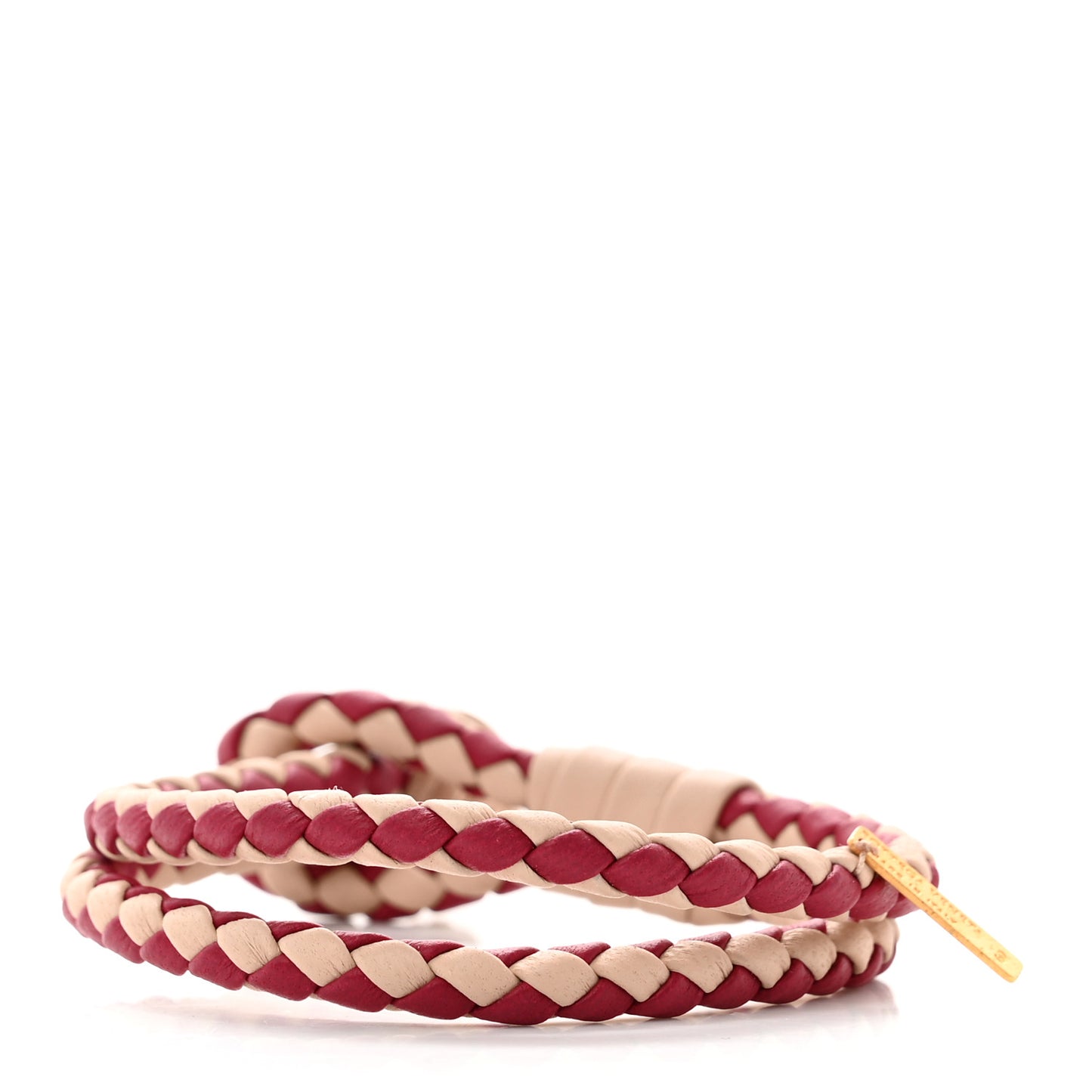 Nappa Intrecciato Two Tone Bracelet Bordeaux Beige