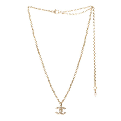 Chanel Pearl Crystal CC Pendant Necklace Gold 3 of 6