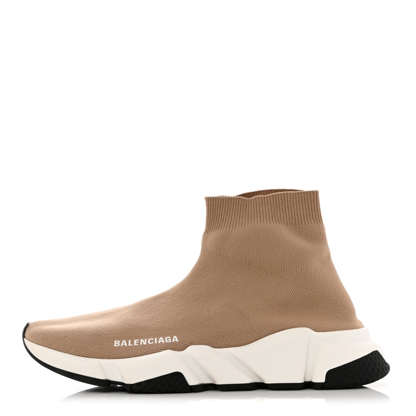 Neoprene Knit Bi-Color Sole Womens Speed Sneakers 41 Beige White Black