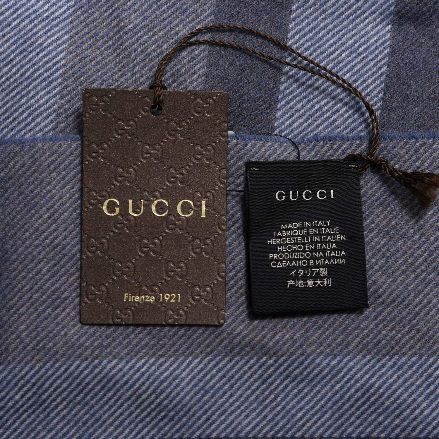 Gucci Wool Knit Stripe Scarf Blue 4 of 4