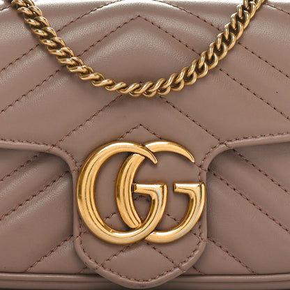 Gucci Calfskin Matelasse Super Mini GG Marmont Shoulder Bag Porcelain Rose 8 of 11