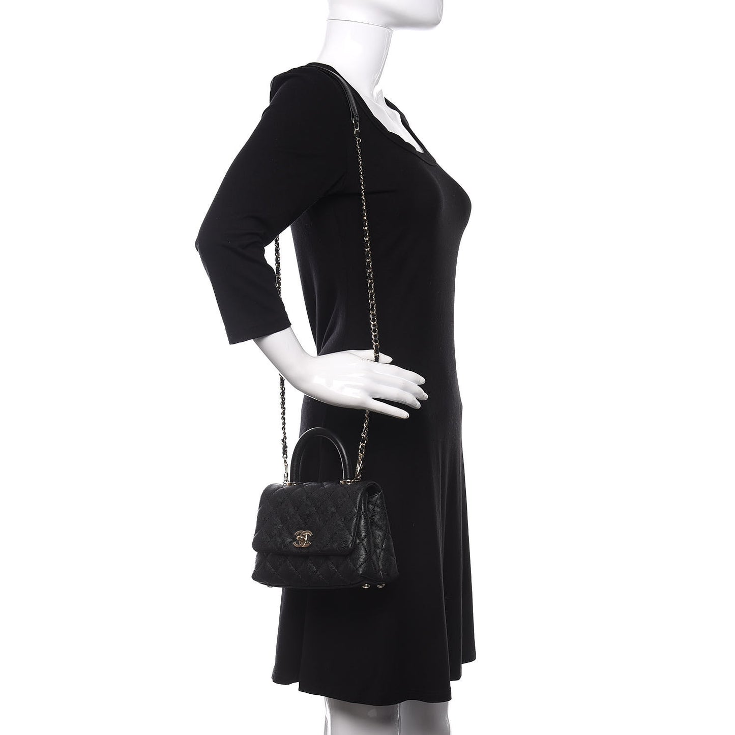 Caviar Quilted Extra Mini Coco Handle Flap Black
