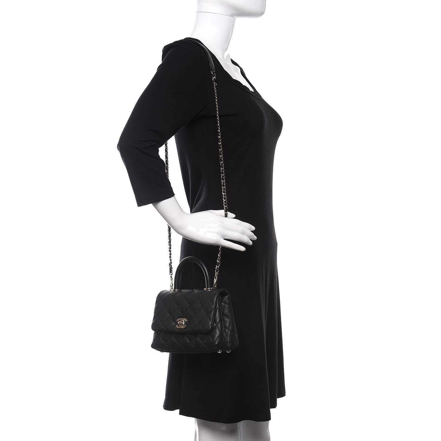Chanel Caviar Quilted Extra Mini Coco Handle Flap Black 2 of 10
