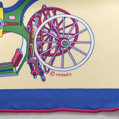 Hermes Silk Voitures Exquises Scarf 90 Marine Vanile Rose Azalee 4 of 4