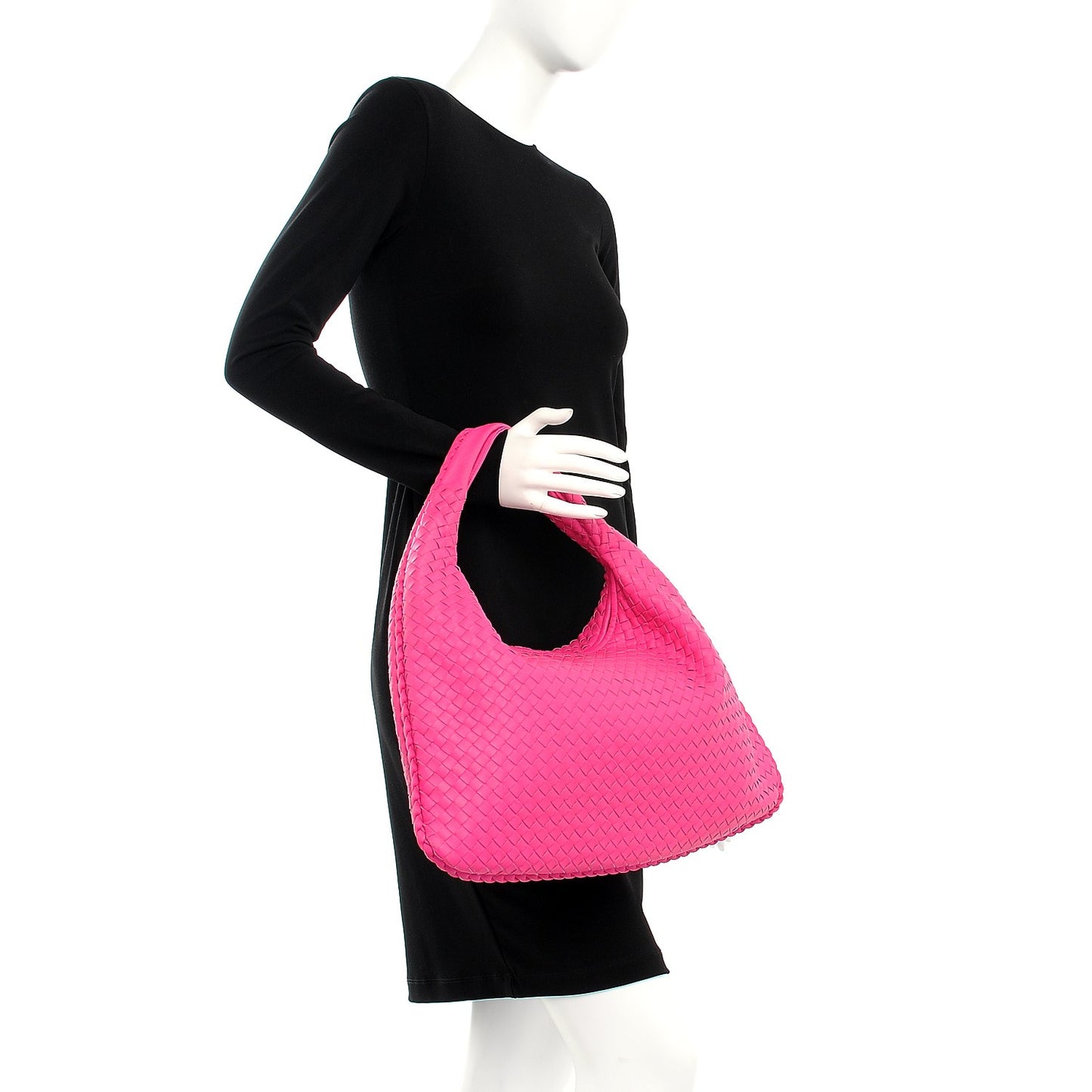 Nappa Intrecciato Large Veneta Hobo Fuchsia