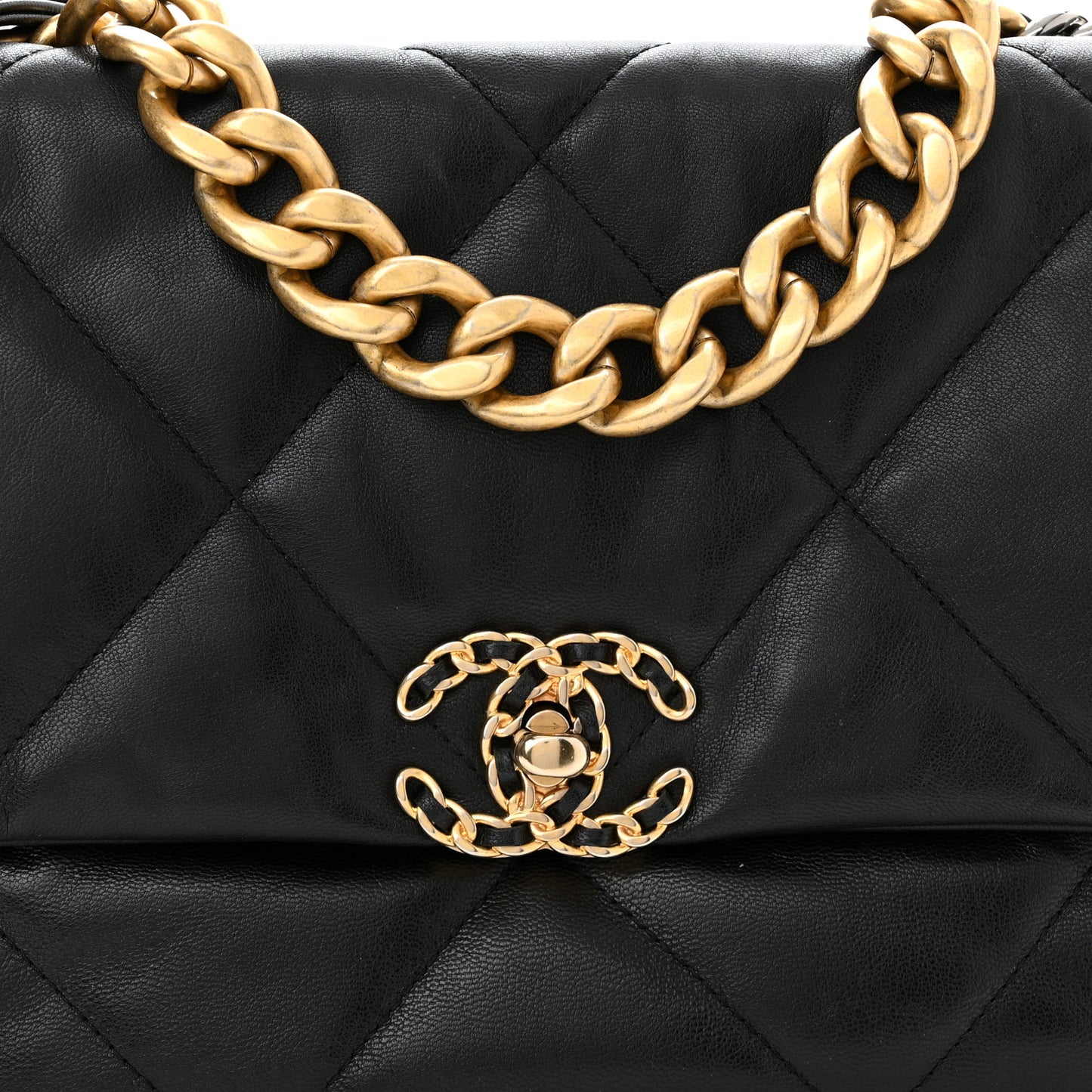 Goatskin Quilted Large Chanel 19 Flap Black