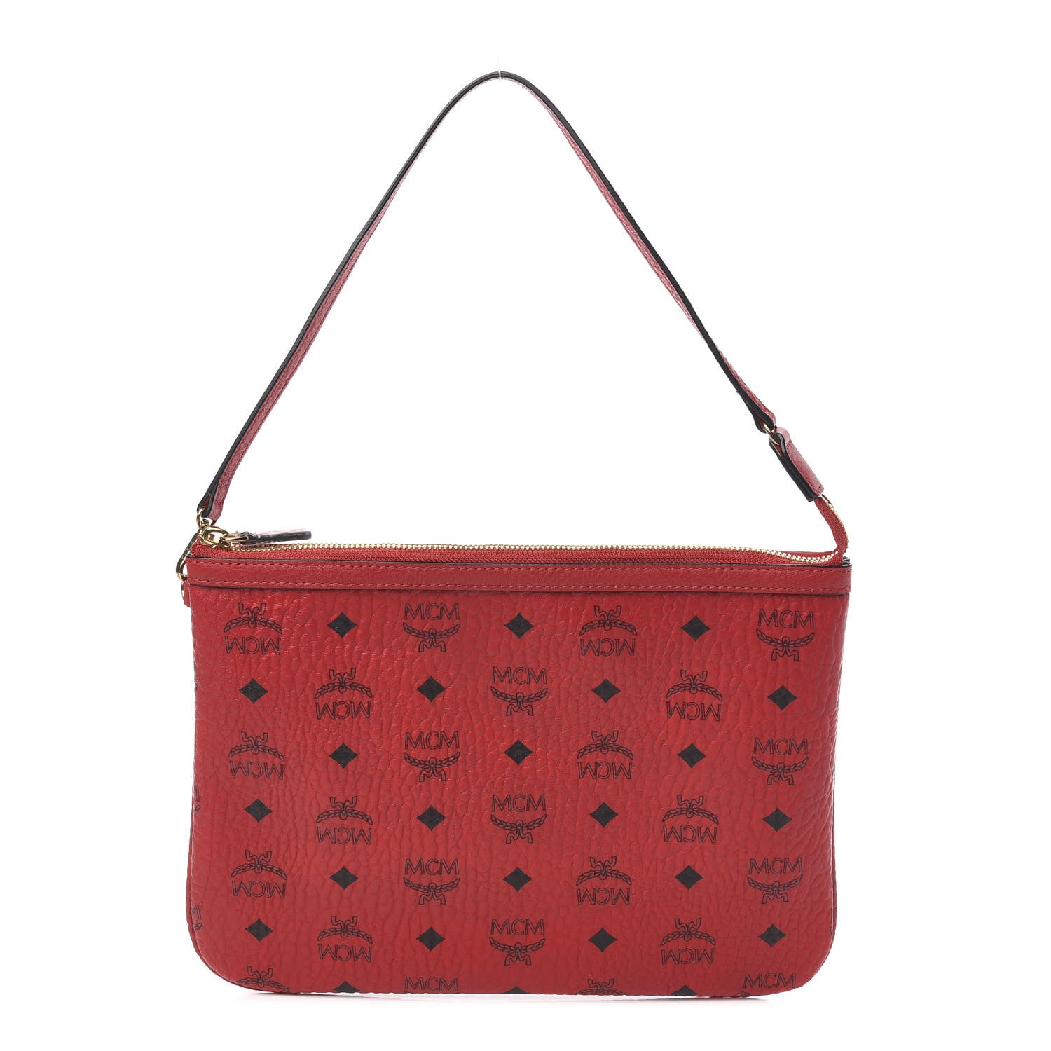 MCM Visetos Liz Shopper Tote Pouch Ruby Red 1 of 10