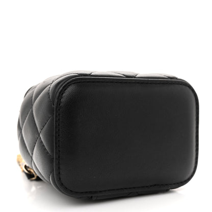 Chanel Lambskin Quilted Mini Pearl Crush Vanity Case With Chain Black 4 of 10