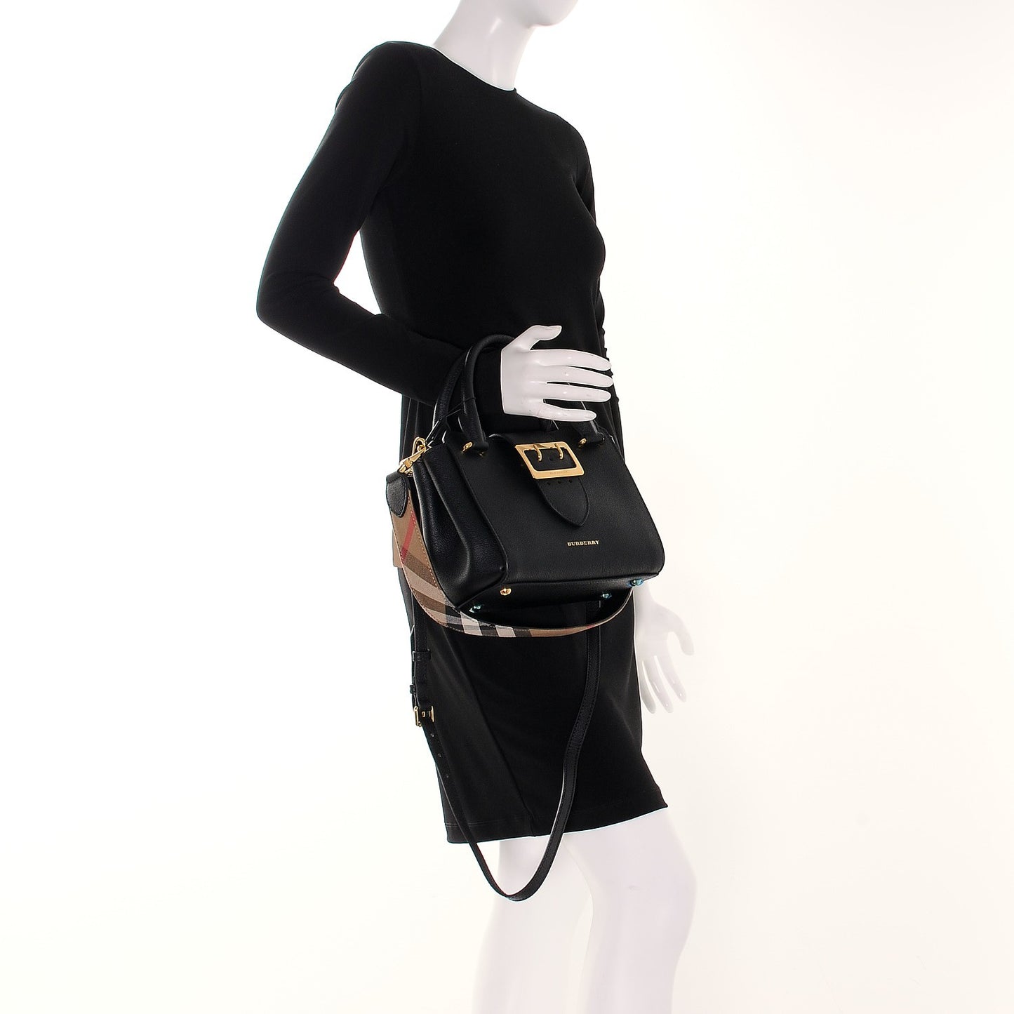 Soft Grain Calfskin Small Buckle Tote Black
