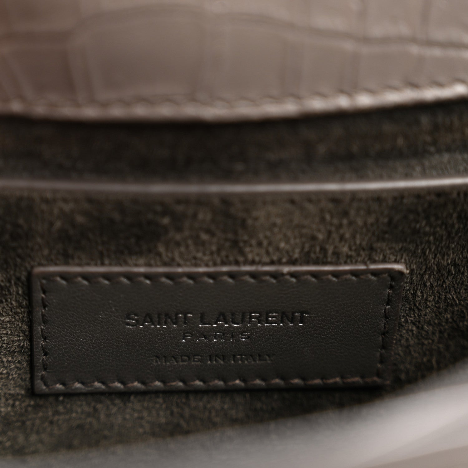 Saint Laurent Calfskin Crocodile Embossed Medium Monogram Sunset Fog 6 of 14