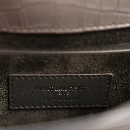 Saint Laurent Calfskin Crocodile Embossed Medium Monogram Sunset Fog 6 of 14