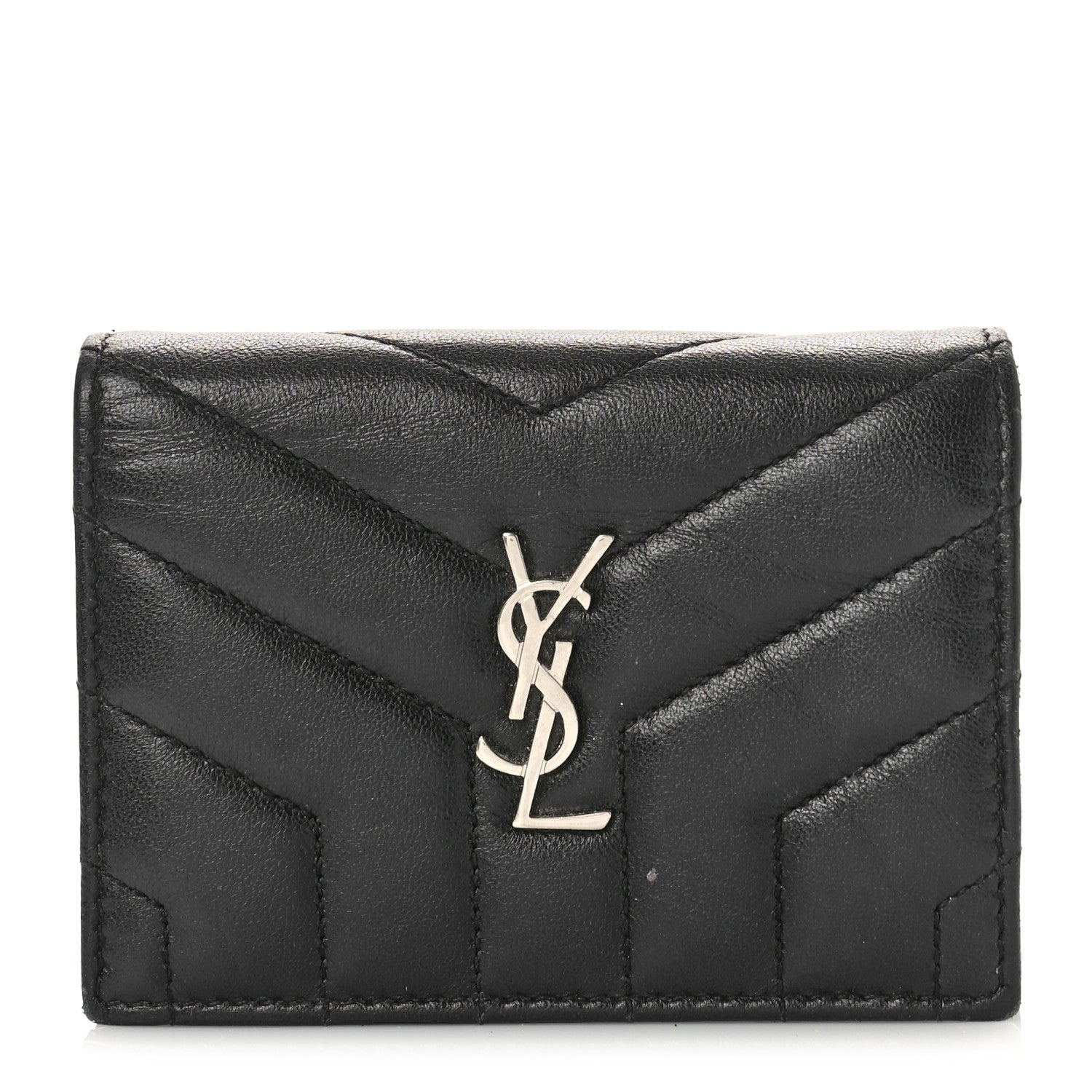 Saint Laurent Lambskin Y Quilted Monogram Loulou Flap Wallet Black 1 of 11